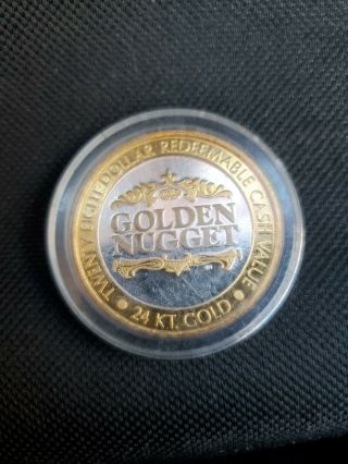 Golden Nugget Laughlin $28 " Silver Strike " Collectible Coin.  Silver,  Gold Plate.