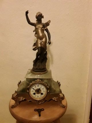 Antique French Style Oxyx Clock With Statuette