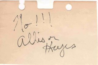 Allison Hayes (d.  1977) - Actress - Attack Of The 50 Foot Woman - Rare Autograph