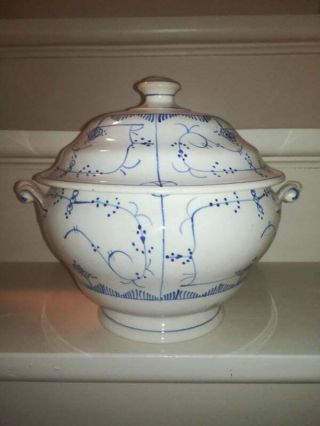 Antique French Porcelain Vegetable Bowl Copenhagen Style