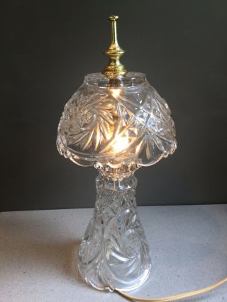 Vintage Crystal Cut Glass Lamp - Boudoir Table W Star Of David Hollywood Regency