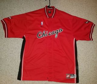 Vintage 1984 Nike Chicago Bulls Nba Warm Up Shooting Shirt Jacket Jersey 2xl