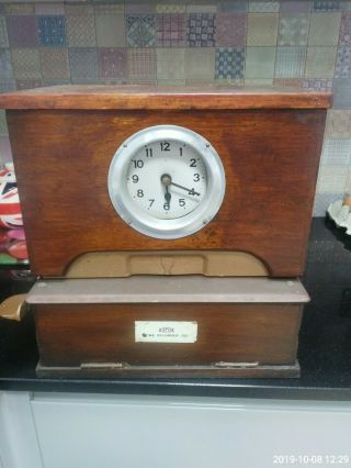 Antique Vintage Oak Cased Autok Clocking In Machine Timerecorder Ac Mains