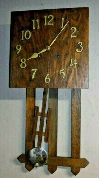 Antique Sessions Forestville Connecticut Mission Oak Wall Chime Clock