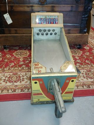 Vintage Abt Challenger 1 Cent Shooting Arcade Game