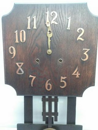 Antique Oak Mission Style Wooden Wall Clock,  26 