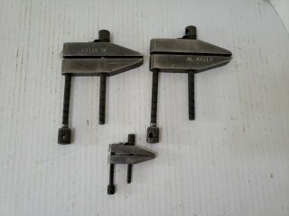 2 Vintage Starrett No.  161 - D Machinist Parallel Clamps With Small Unmarked Clamp