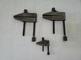 2 Vintage Starrett No.  161 - D Machinist Parallel Clamps With Small Unmarked Clamp 2