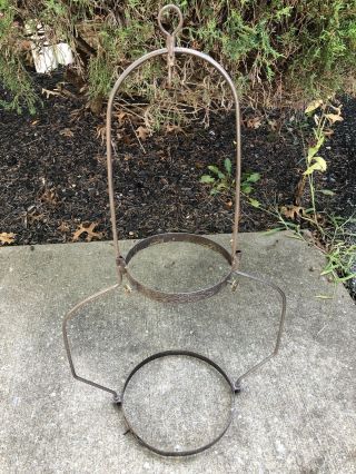 Antique Metal Iron Oil Lamp Hanging Double Frame