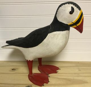 Hand Carved / Made One Of A Kind Wood / Wooden Puffin Duck / Decoy