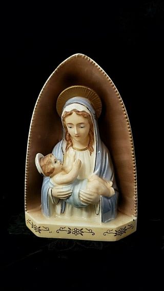 Vintage Virgin Mary Infant Jesus Figurine Statue Planter