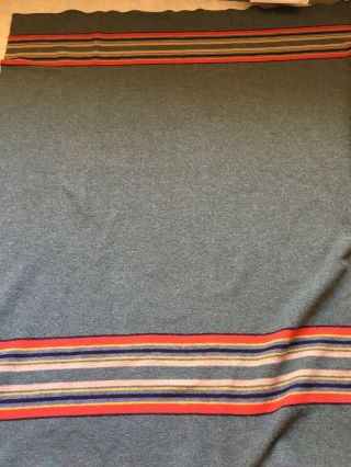 Vintage Pendleton Beaver State Gray 79”x 67”blanket Gray With Multi Color Strip