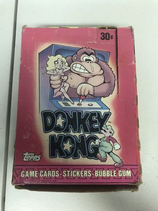 1982 Donkey Kong Nintendo Trading Game Cards Box - 29 Packs