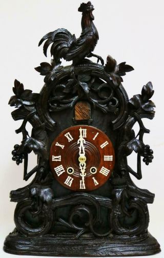 Rare Quality Antique Carved Black Forest 8 Day Striking Cuckoo Bracket Clock