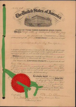 Historic Patent Document For Safe Improvement Burglar Proof 1873