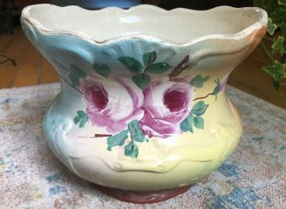 Vintage Antique Large Flower Pot Planter Floral Pastel