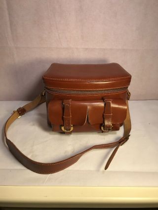 1970’s Leather Coast 35mm Slr Vintage Camera Bag W/ Valore Interior Photographer