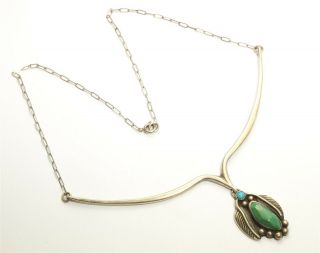 Vintage Joe H Quintana Cochiti Sterling Silver Turquoise Pendant Choker Necklace