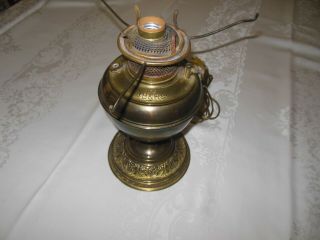 Bradley & Hubbard B&h Brass Oil Lamp Electrified 3 Prong 10 " Shade Holder