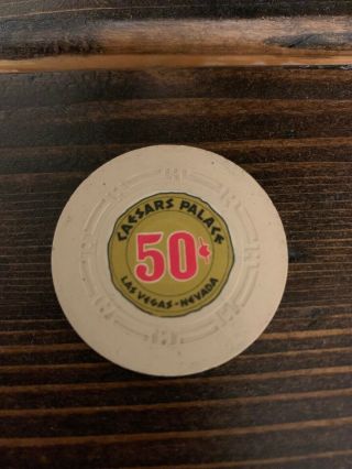 Old Vintage Las Vegas Nevada Caesars Palace 50 Cent Casino Chip 2nd Issue 1960s