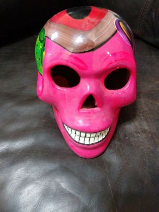 Hand - Painted Ceramic Sugar Skull Made In Mexico Day Of The Dead Calavera Dia De