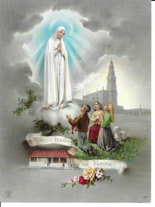 Vintage Print Of Nossa Senhora De Fátima E Os Três Pastorinhos O.  L.  Of Fatima