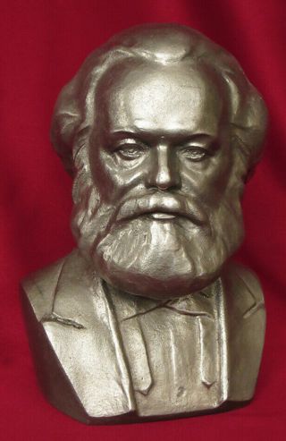 Soviet Metal Bust Statue Karl Marx –sc.  Petrov - 83– Sculpture Russian Ussr Vintage