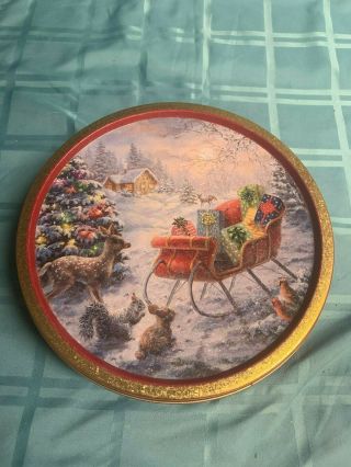 Christmas Double Chocolate Chip Cookie Tin Large 12 " Nicky Boehme