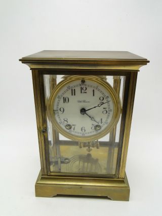Seth Thomas Brass Crystal Regulator Clock 48s Antique Key Wind