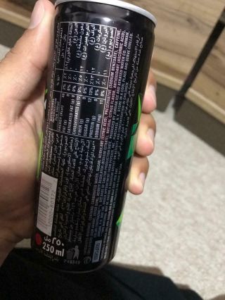 2 Empty Mountain DEW Cans 250ml,  Arabic Characters From Jordan 3