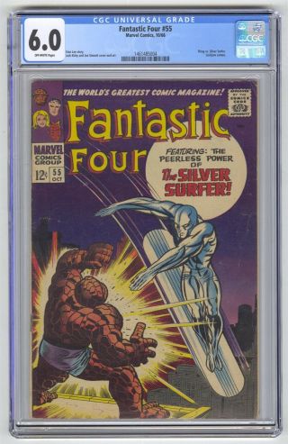 Fantastic Four 55 Cgc 6.  0 Vintage Marvel Comic Classic Thing Vs Surfer Cover