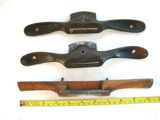 3 Antique Spoke Shave Plane Wood Tool Wm.  Johnson Newark Nj & 2 Stanley 51 52