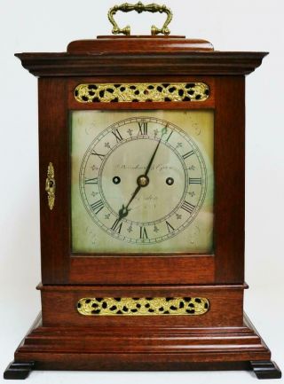 Antique English London Regency 8 Day Twin Fusee Striking Library Bracket Clock