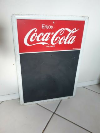 Vintage Enjoy Coca Cola Metal Chalkboard Menu Soda Sign,  Embossed 1991