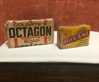 Vintage Octagon Soap Bar And Bon Ami Cake Bar Soap