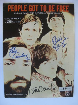 The Rascals - Rare Autographed 1968 Sheet Music - Hand Signed By All 4 In - Person