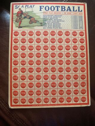 Vintage Punch Board Football 5 Cents Great Graphics