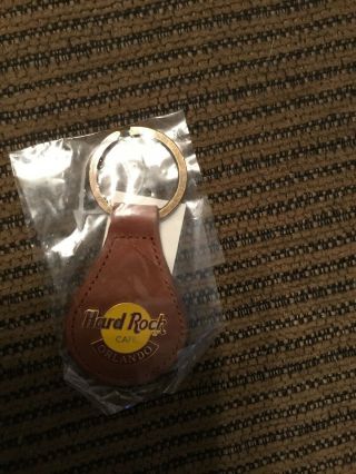 Hard Rock Cafe Orlando Brown Leather Key Chain In Package