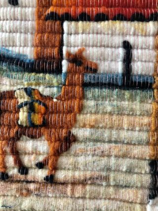 Vintage hand woven Peruvian wool folk art 19”x35” EUC 3