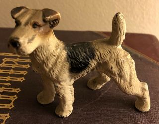Antique Hubley Standing Fox Terrier Dog Statue Paperweight