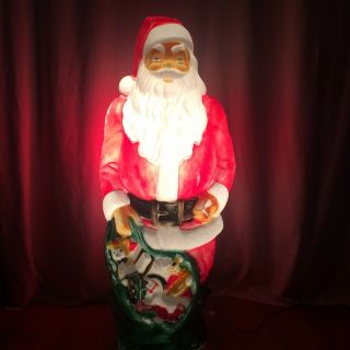 Vtg Santa Toy Bag Christmas Lighted Plastic Blow Mold Empire Decor 60s Giant 46 "