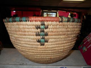 African Nigerian Hausa Hand Woven Coiled Grass Basket