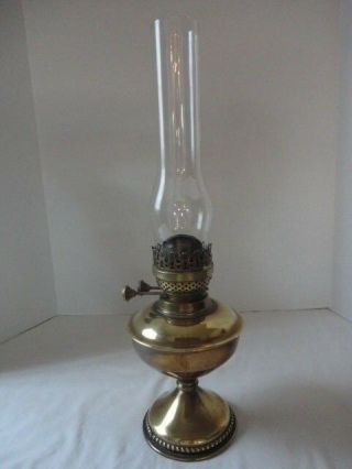 Vintage Brass Twin Wick Oil Lamp W/ Glass Shade Made In England