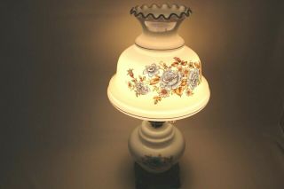 Vintage Lamp Accurate Casting Co Hurricane Lamp Large 25 " Blue Roses