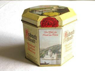 Vintage German Asbach Uralt Brandy Chocolate Praline Tin Germany Ruedesheim