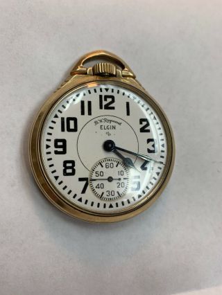 Vintage Elgin B.  W.  Raymond Pocket Watch 10k Gold Filled W Chain 14”