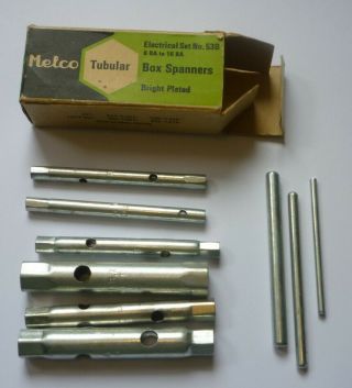 Vintage Melco Tubular 0 - 10 Ba Boxed Spanner Set - 