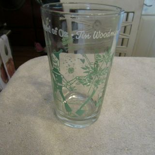 Vintage 1940s The Wizard Of Oz Tin Woodman Green Paint Drinking Glass Tumbler 3