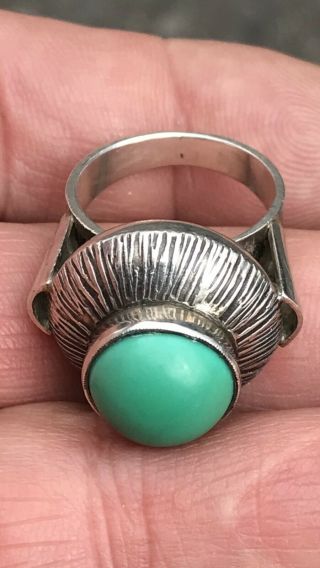 Antique Or Vintage Polish Solid Silver With Islamic Arabic Turquoise Ston Ring