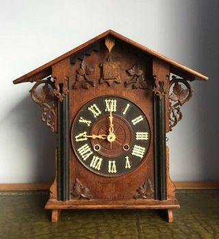 Antique 19th Century Black Forrest Fusee Chiming Cuckoo Bracket Clock